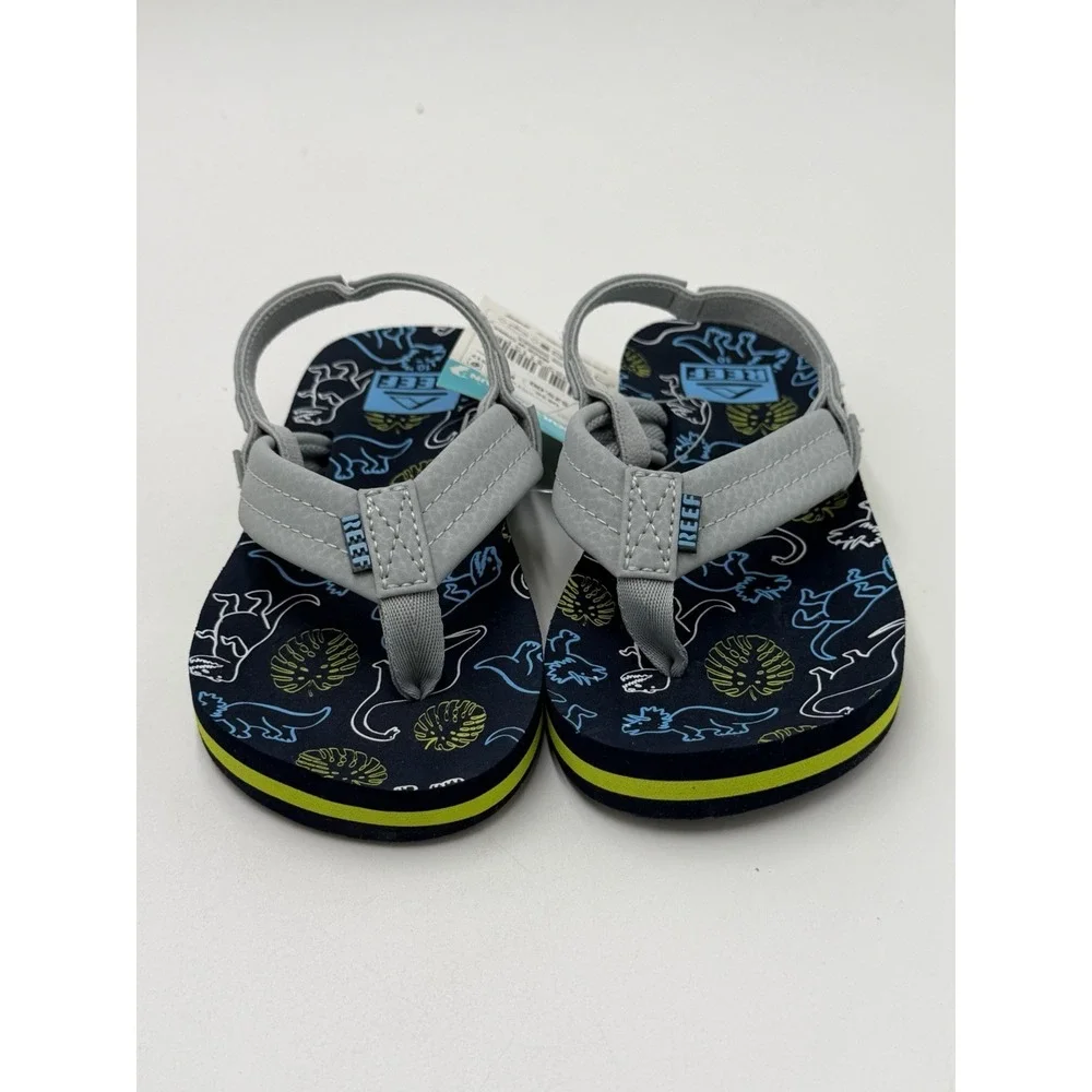 Reef Toddler Little Ahi Water Friendly Dino Flip Flop Boys Girls Size 10 New